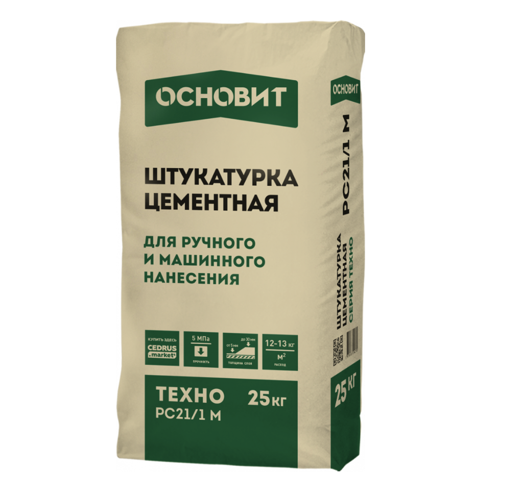 ТЕХНО PC21/1 M ШТУКАТУРКА ЦЕМЕНТНАЯ ОСНОВИТ
